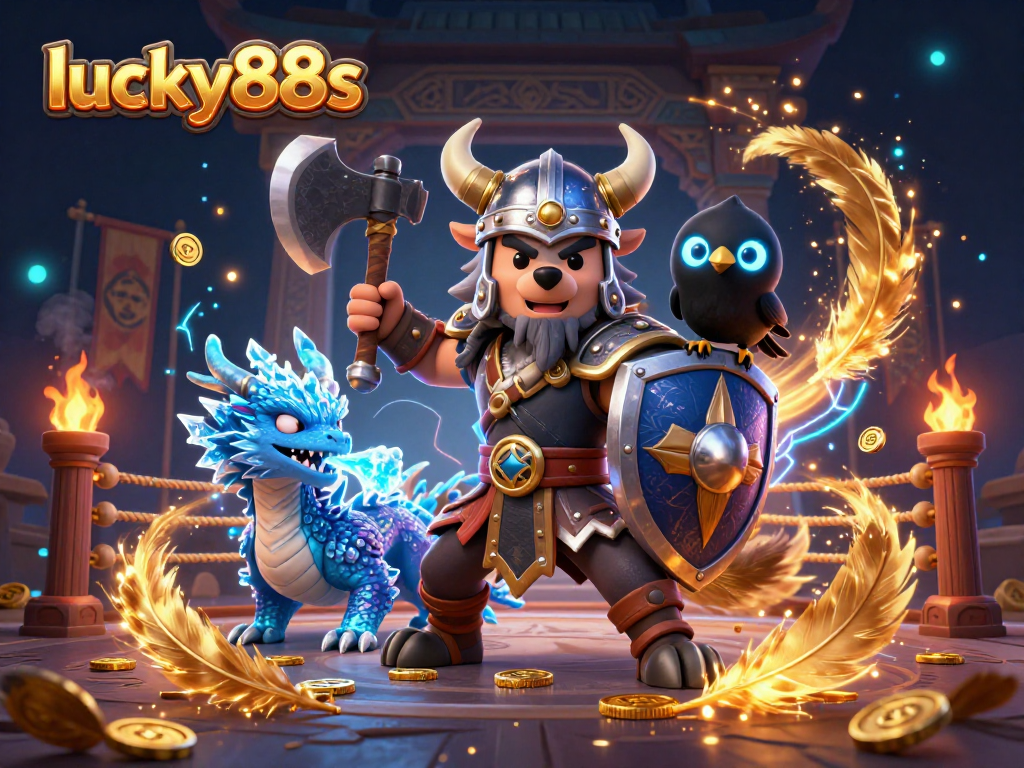 Experience thrilling gameplay at lucky88s with Viking warriors, dragons, and abundant casino elements.