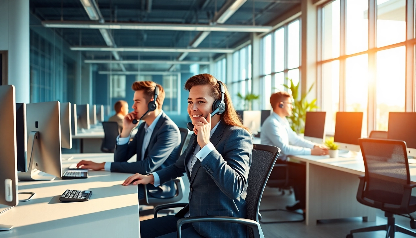 Engage with top business phone providers in an efficient office setting showcasing collaboration.