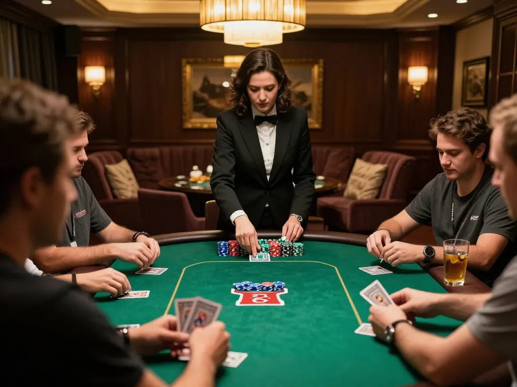 Engaging poker game scene at one88's private room, showcasing strategic gameplay and social interaction