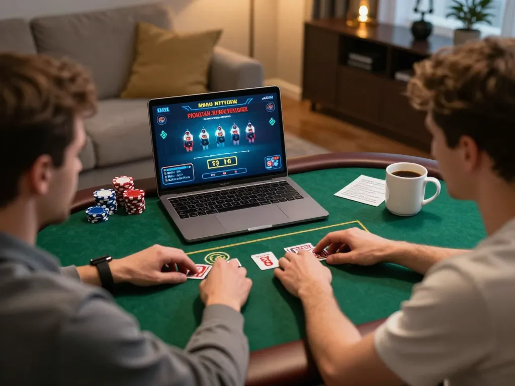 LC88 player betting strategically at home during an online poker session.