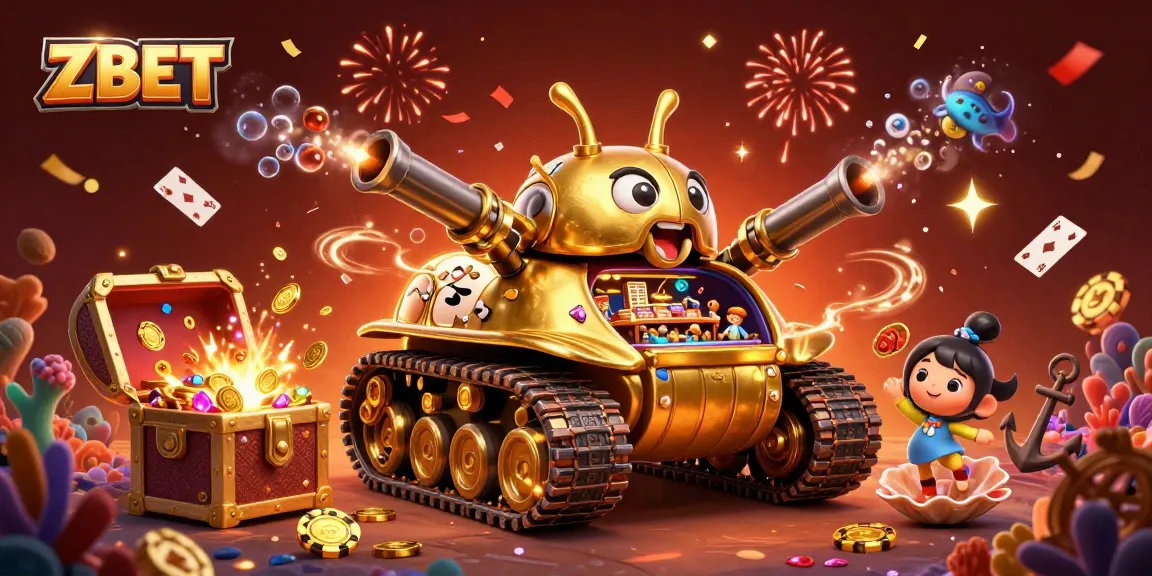 ZBET - Enjoy thrilling casino fun with a vibrant 3D digital illustration showcasing a unique casino tank!