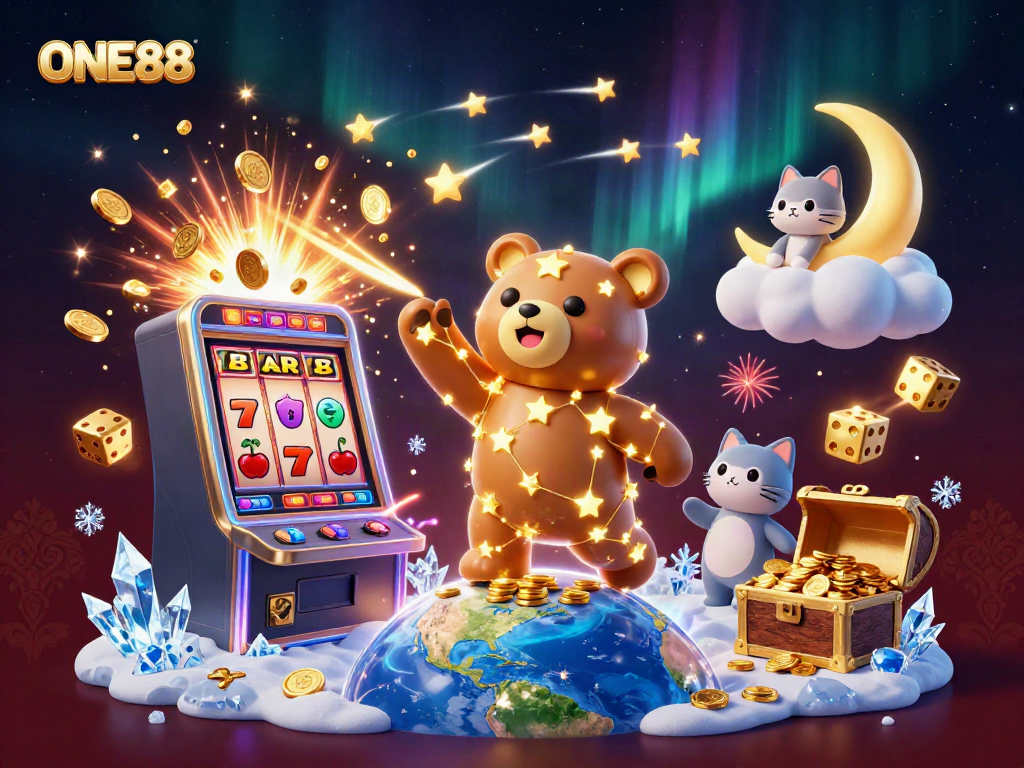 Experience thrilling payouts at ONE88 with a dynamic casino scene full of vibrant characters and rich game elements.