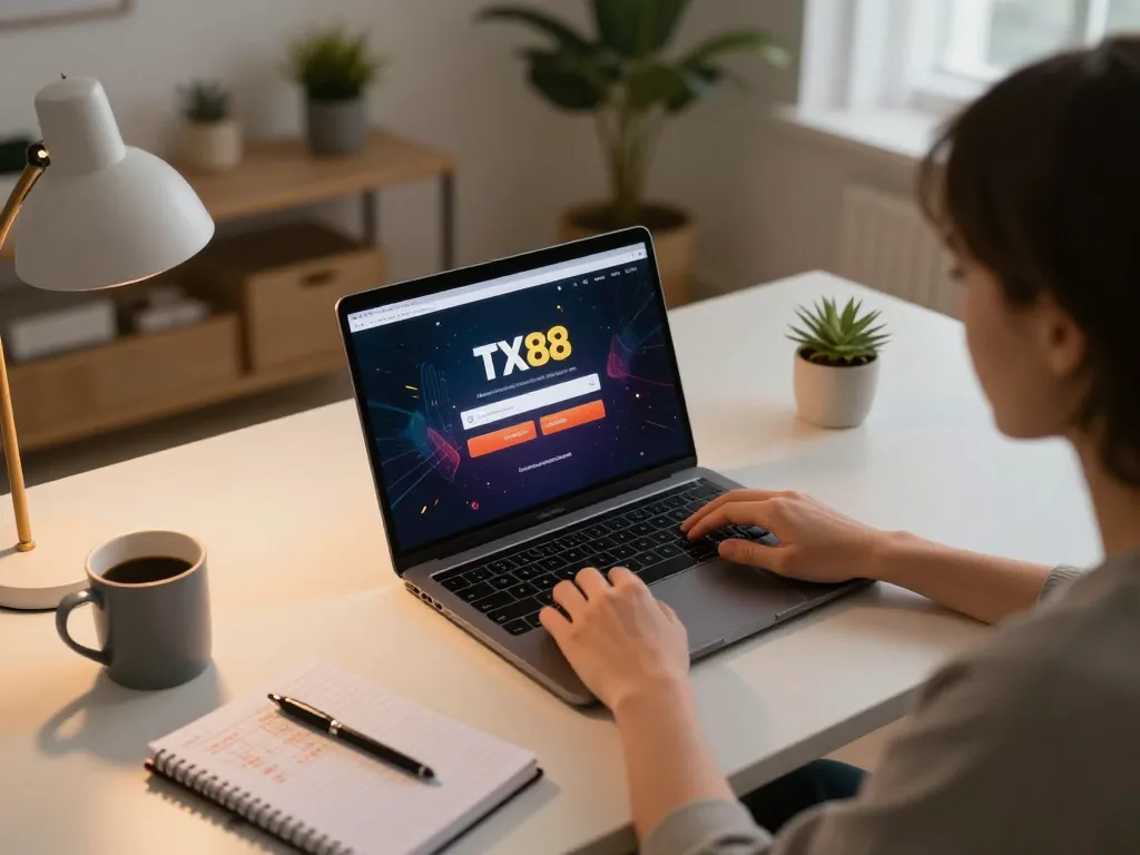 Login Tx88 for online gaming at home with focused atmosphere and strategic elements