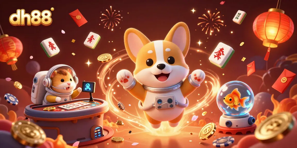 Experience thrilling gameplay at dh88 with our vibrant casino scene featuring floating poker chips and a unique cast of characters.