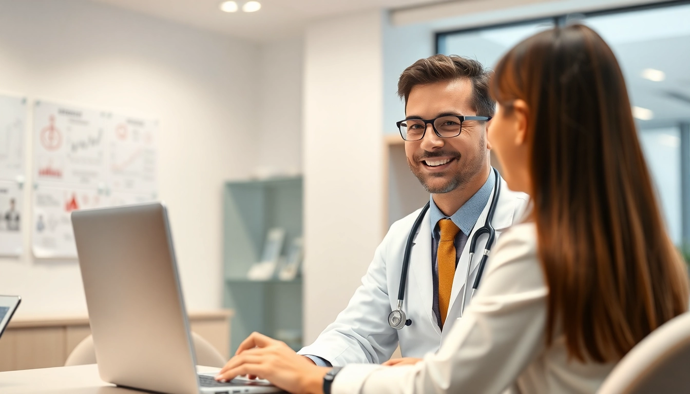 Engage with online medical advice from real doctors through a virtual consultation scene featuring a friendly doctor.