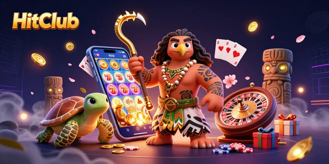 HitClub enhances gameplay excitement with vibrant casino elements in a dynamic digital illustration.