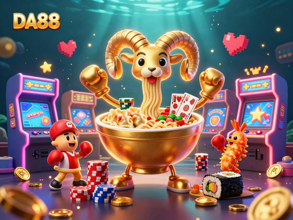 Join the excitement at DA88, where colorful characters deal cards and stack chips in this vibrant casino scene.