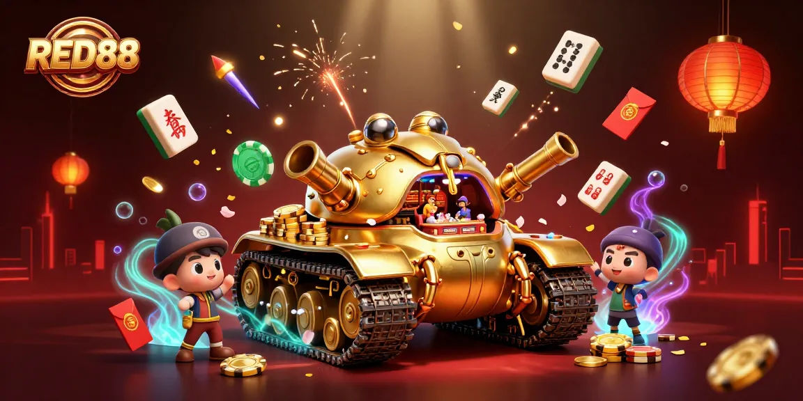 Experience the excitement of RED88 as a golden beetle tank hosts a miniature casino with dazzling game elements.