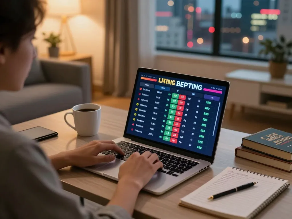 Engaging in online sports betting with Link truy cập Lu88 displayed on the screen, cozy home atmosphere, strategic gameplay.