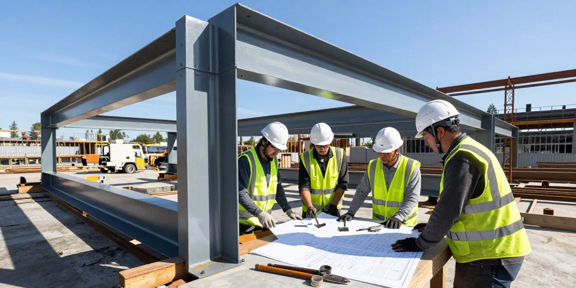 Commercial steel company team fabricating a custom steel structure in Vancouver.
