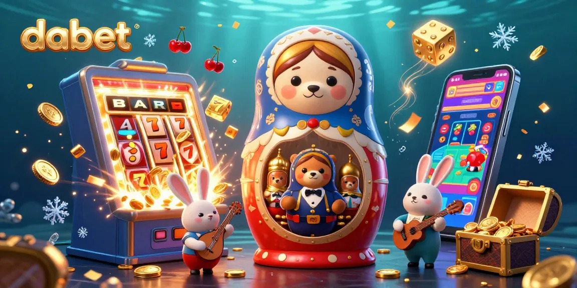 dabet's exciting 3D cartoon scene showcases slot machines, casino characters, and dynamic game elements.