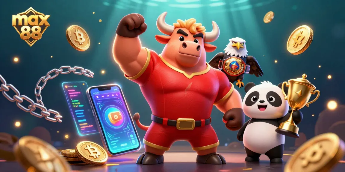 Experience max 88 excitement as a bull mascot and friends celebrate winning with gaming elements.