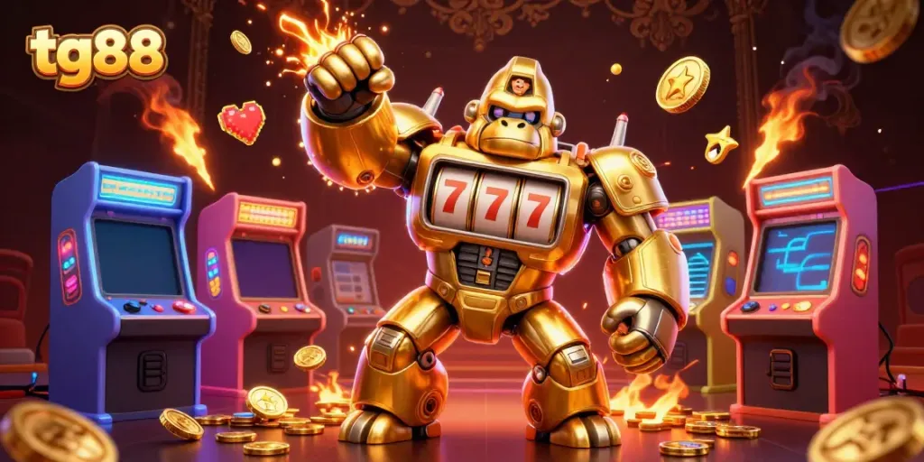 Engage with tg88's thrilling gaming experience featuring a vibrant gorilla mech ready to battle.