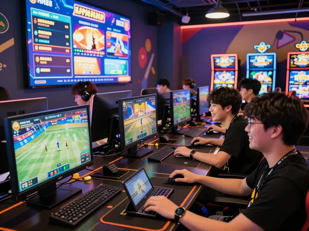 Engaged players enjoying online gaming experiences at MM88, showcasing sports betting and slot machines.