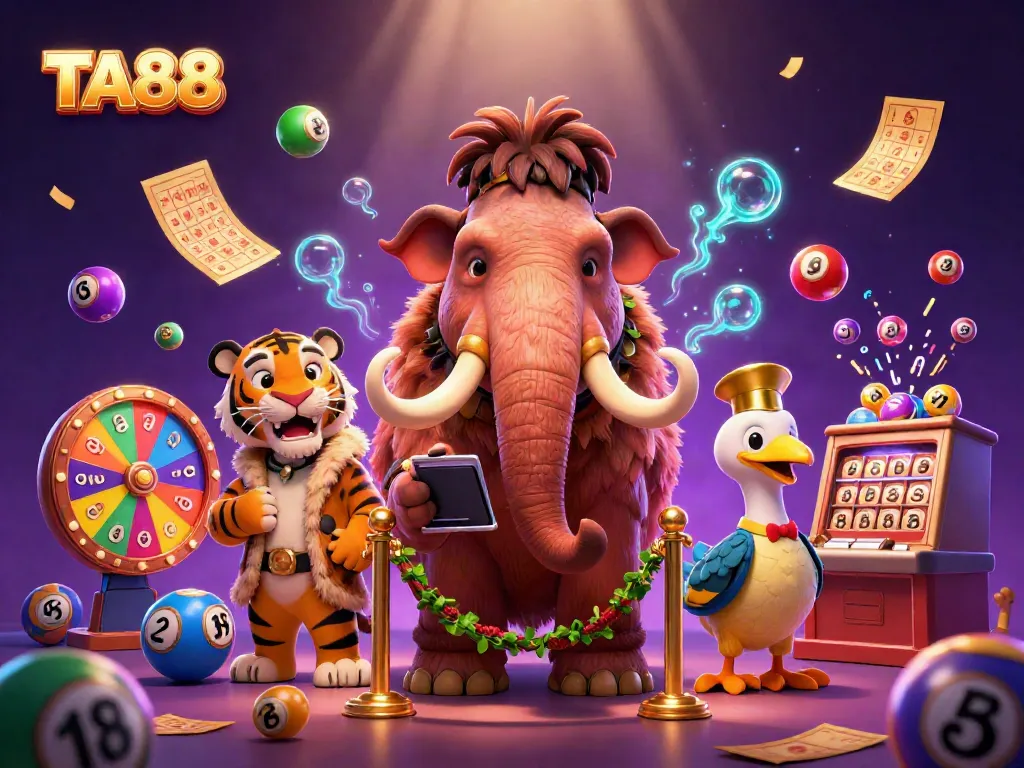 Experience the thrill of winning at TA88 with vibrant casino-themed characters and elements.