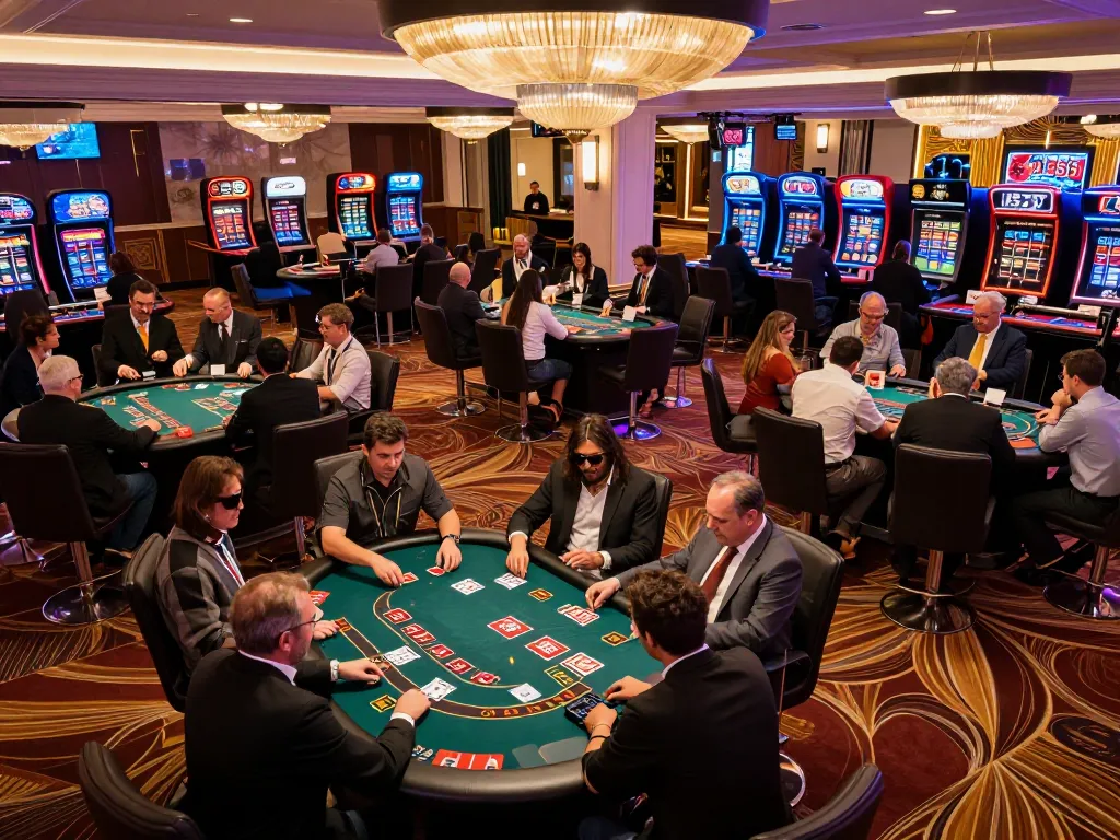 Players enjoying a thrilling game of blackjack at BL555 casino with vibrant atmosphere
