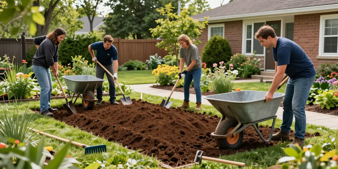 Top soil installation Ottawa by professional landscapers improving garden health and beauty.