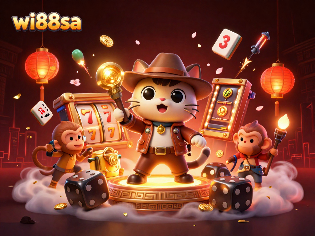 Engage with wi88sa while exploring treasures in a vibrant casino-themed adventure.