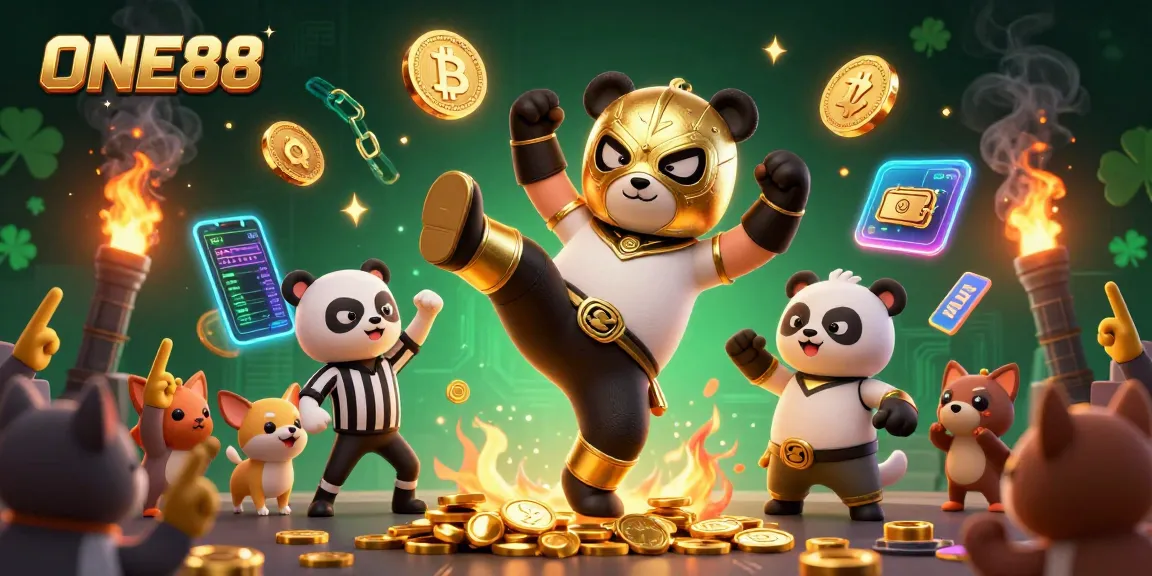 Experience exciting gameplay with ONE88, featuring vibrant 3D characters and crypto casino elements.